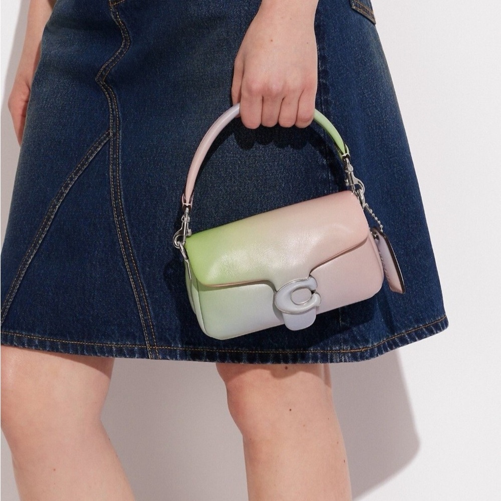 Coach Pastel Gradient Leather Shoulder Bag in Mint, Pink and Pale Blue - Picture 3 of 14